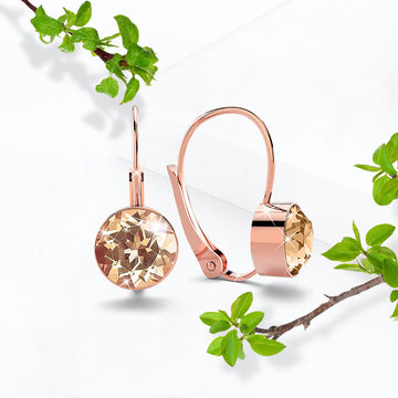 Audrey Lever Back Earrings Embellished With SWAROVSKI® Crystals - Light Peach