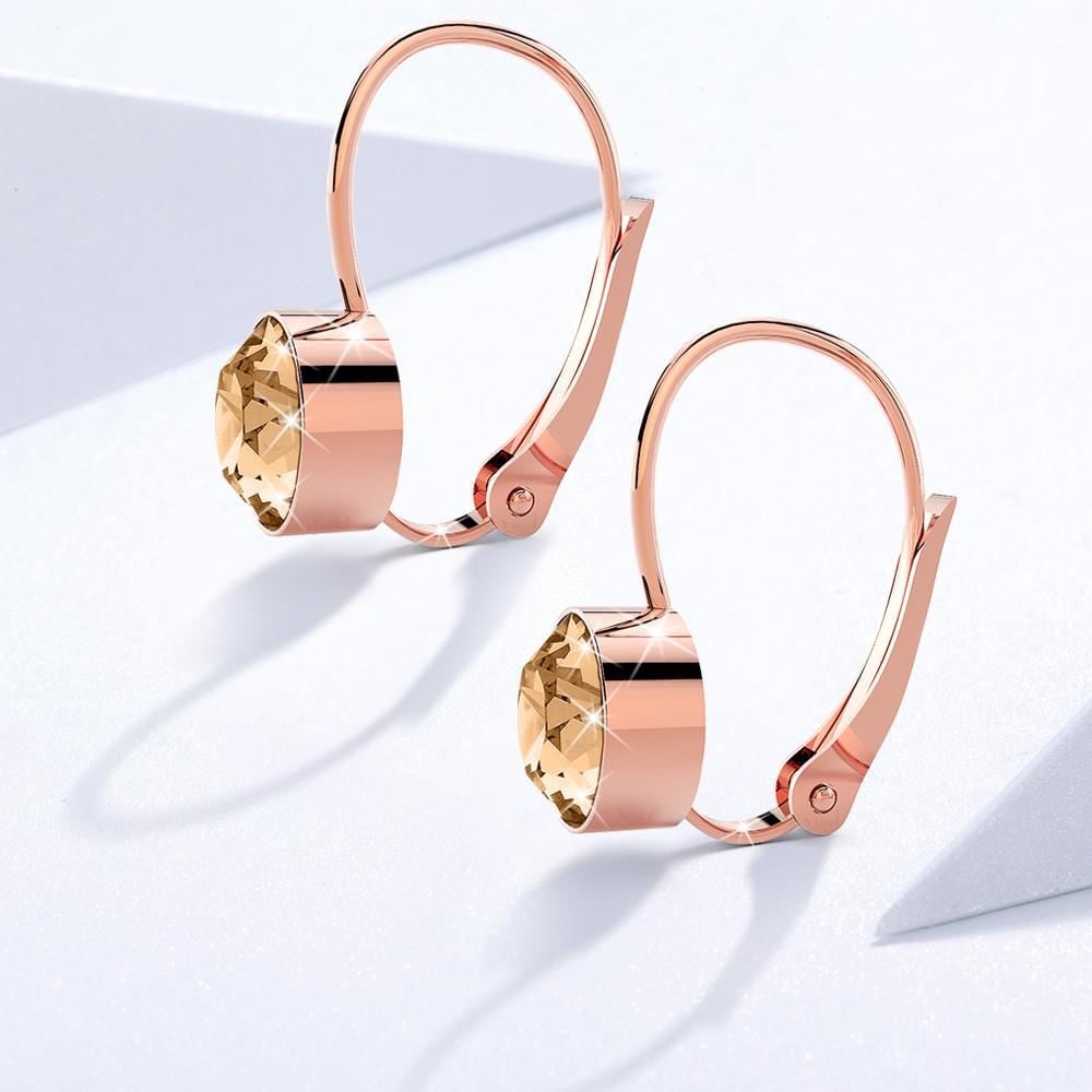 Audrey Lever Back Earrings Embellished with Swarovski¬Æ crystals - Light Peach