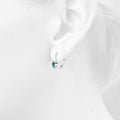 Audrey Lever Back Earrings Embellished with Swarovski crystals - Blue Zircon