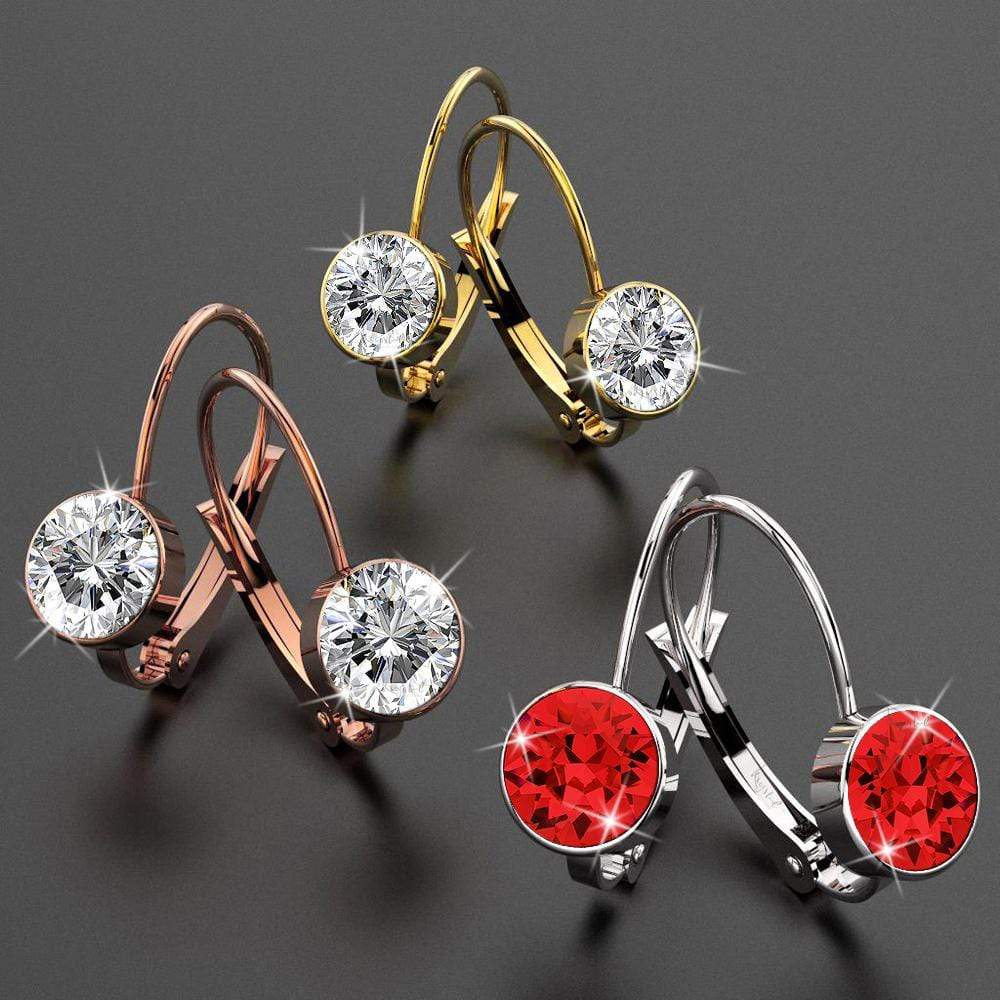 Audrey Lever Back Earrings Embellished with Swarovski crystals - Light Siam