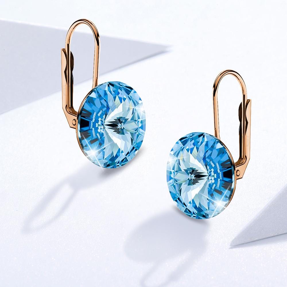 Diana Rose Gold Crystal Blue Drop Earrings