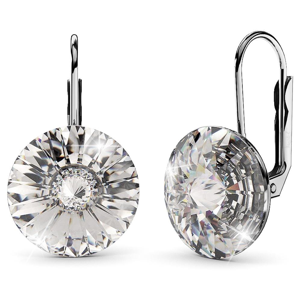 Diana White Gold Crystal Clear Drop Earrings