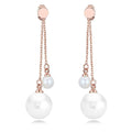 Duo Pearl Dangle Earrings Embellished with Swarovski¬Æ crystals