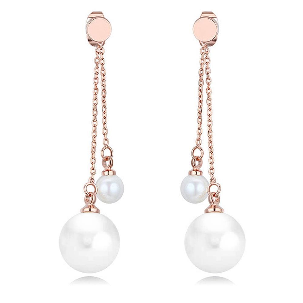 Duo Pearl Dangle Earrings Embellished with Swarovski¬Æ crystals