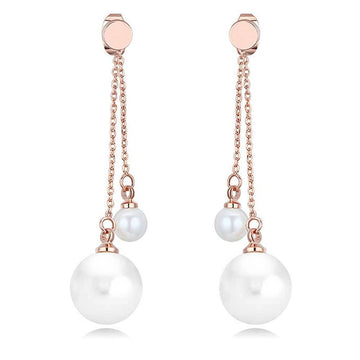 Duo Pearl Dangle Earrings Embellished with Swarovski¬Æ crystals