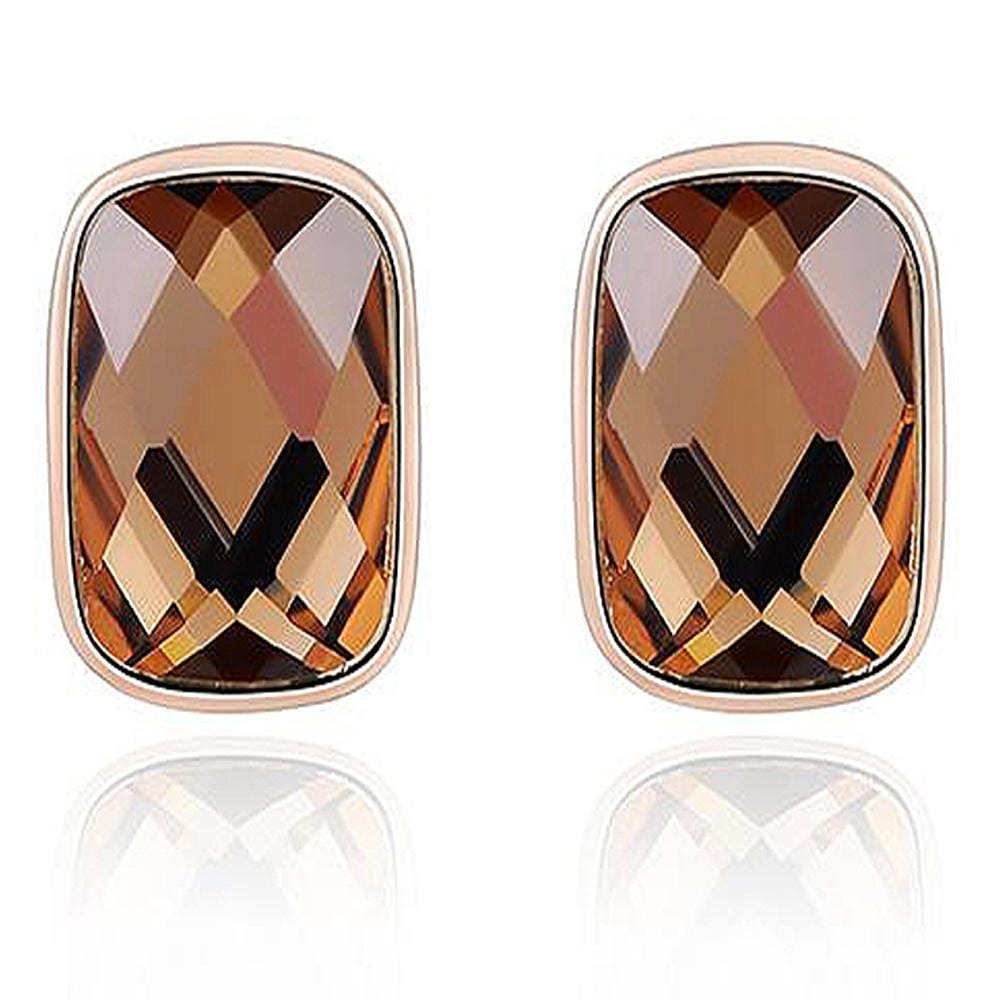 Emerald-Cut Bezel Stud Earrings Embellished with Swarovski crystals