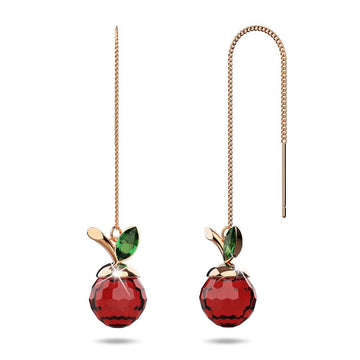 Rose Gold Plated Sweet Cherry Zircons Threader Earrings