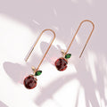 Rose Gold Plated Sweet Cherry Zircons Threader Earrings