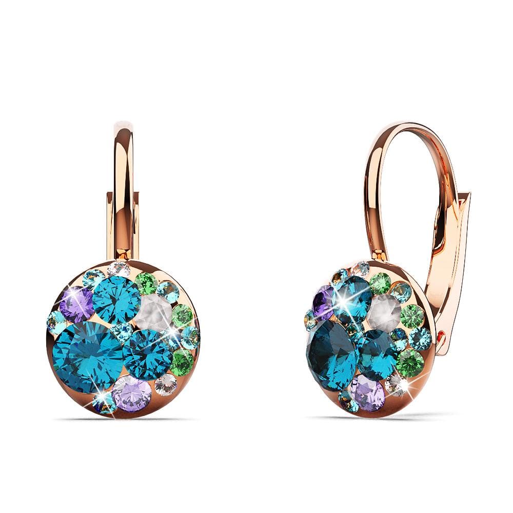 Clustered Austrian Crystals Leverback Earrings