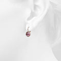 Clustered Austrian Crystals Leverback Earrings in Pinkish Red