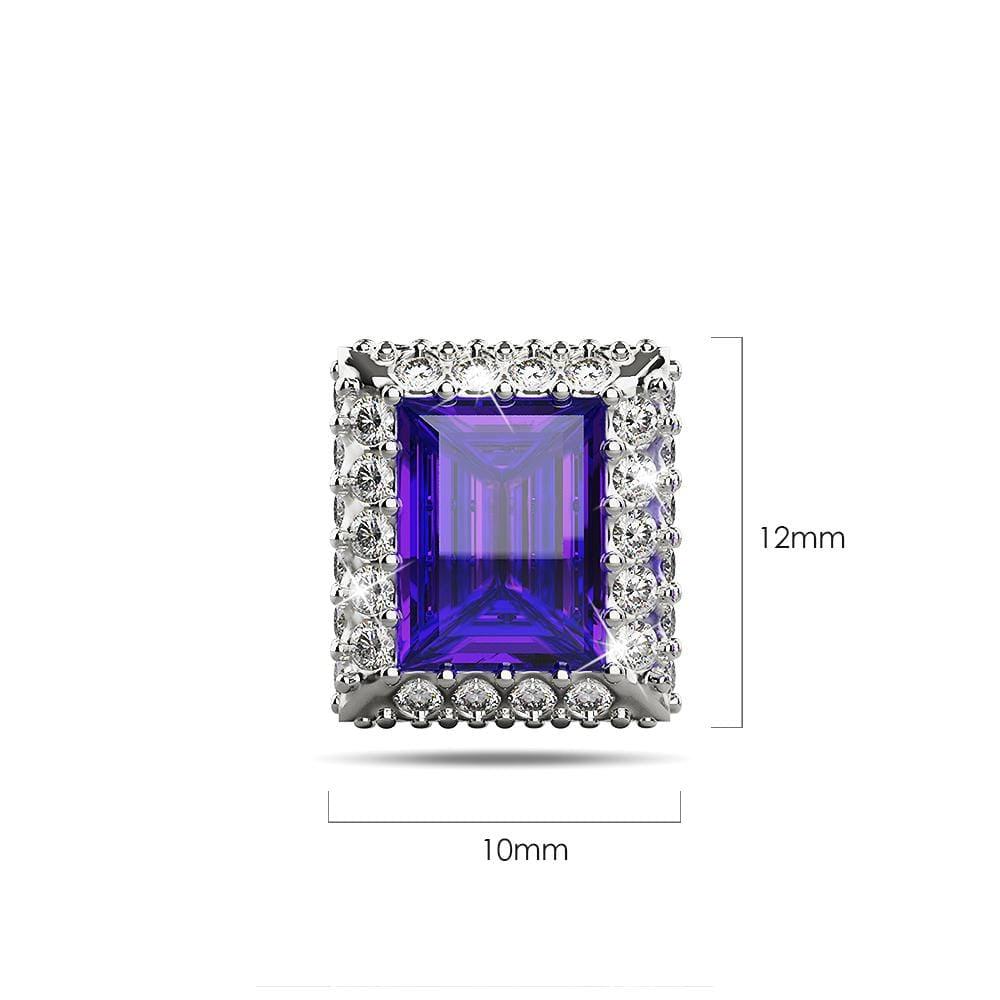 Square Tanzanite Stud Earrings Embellished with Crystals from Swarovski¬Æ