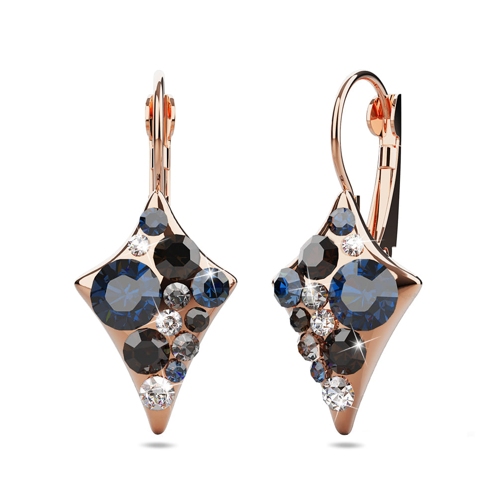 50 Shades Of Grey Clustered Crystals Leverback Earrings In Rose Gold