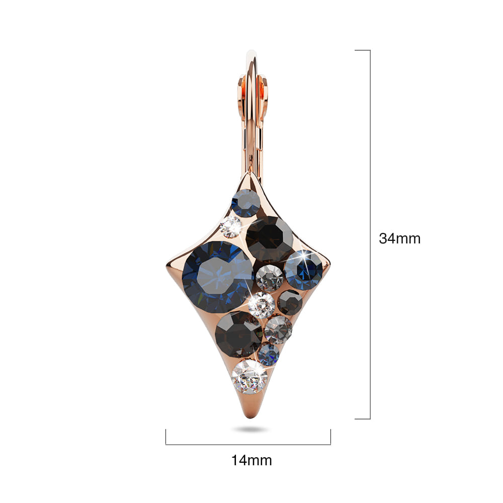 50 Shades Of Grey Clustered Crystals Leverback Earrings In Rose Gold