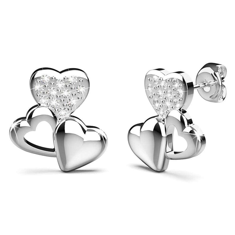 Trio Heart Stud Earrings Embellished with Swarovski¬Æ crystals