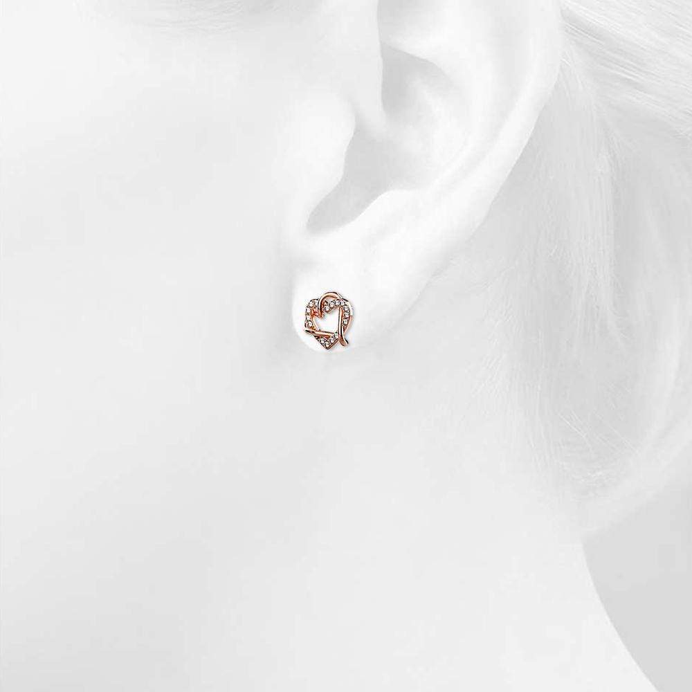 Intertwined Love & Hearts Rose Gold Plated Stud Earrings Embellished with Clear Swarovski¬Æ crystals