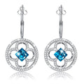Aqua Blue Clover Drop Earrings With Pearls Embellished With Swarovski¬Æ Crystals