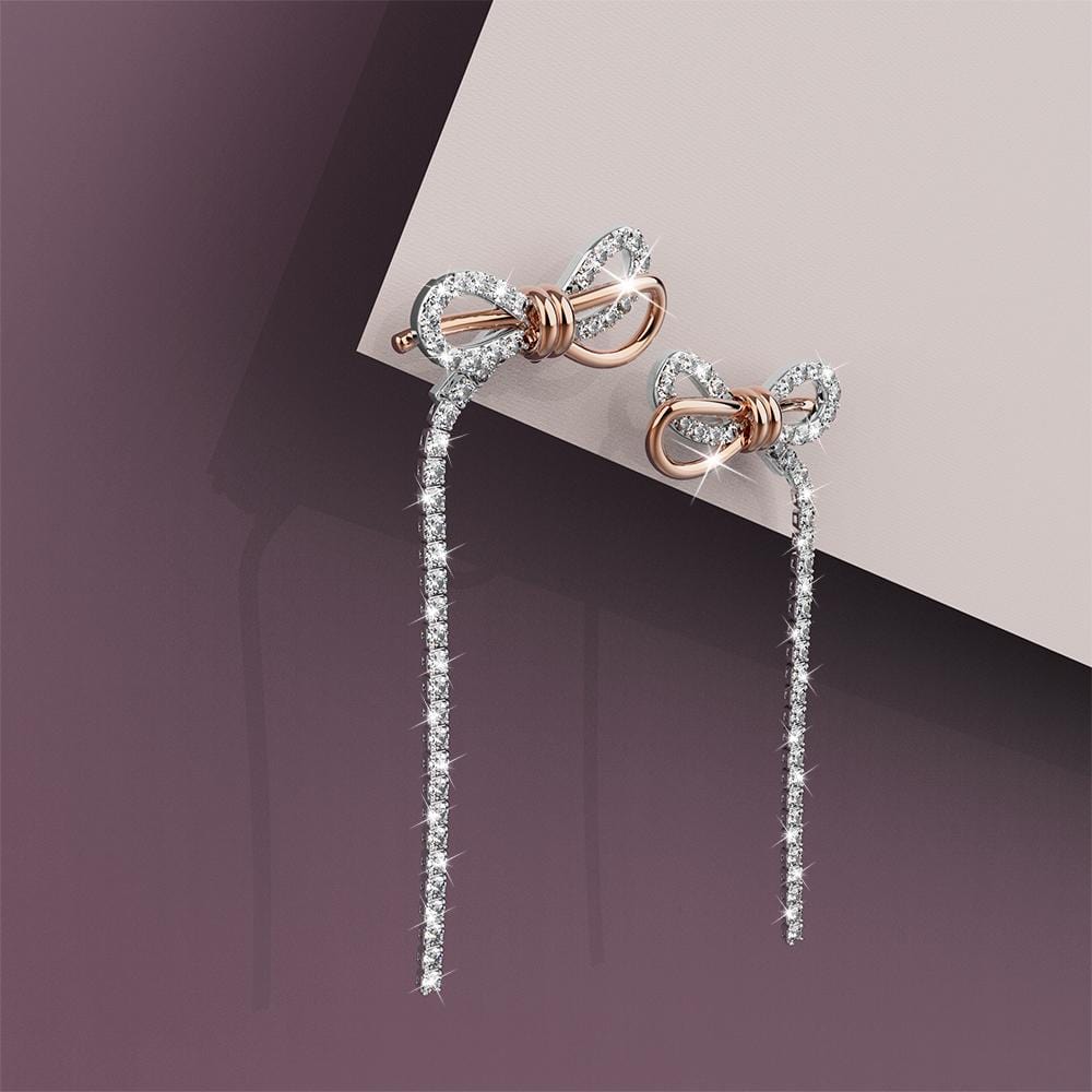 Eternal Knot Drop Earrings Embellished with Swarovski¬Æ crystals in Dual Tone Gold
