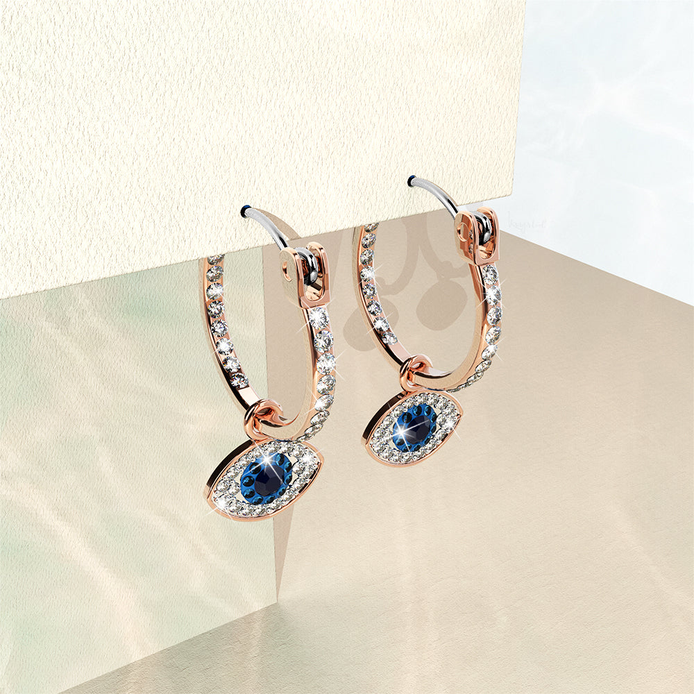 The Evil Eyes Drop Earrings Embellished with Swarovski¬Æ crystals in Rose Gold
