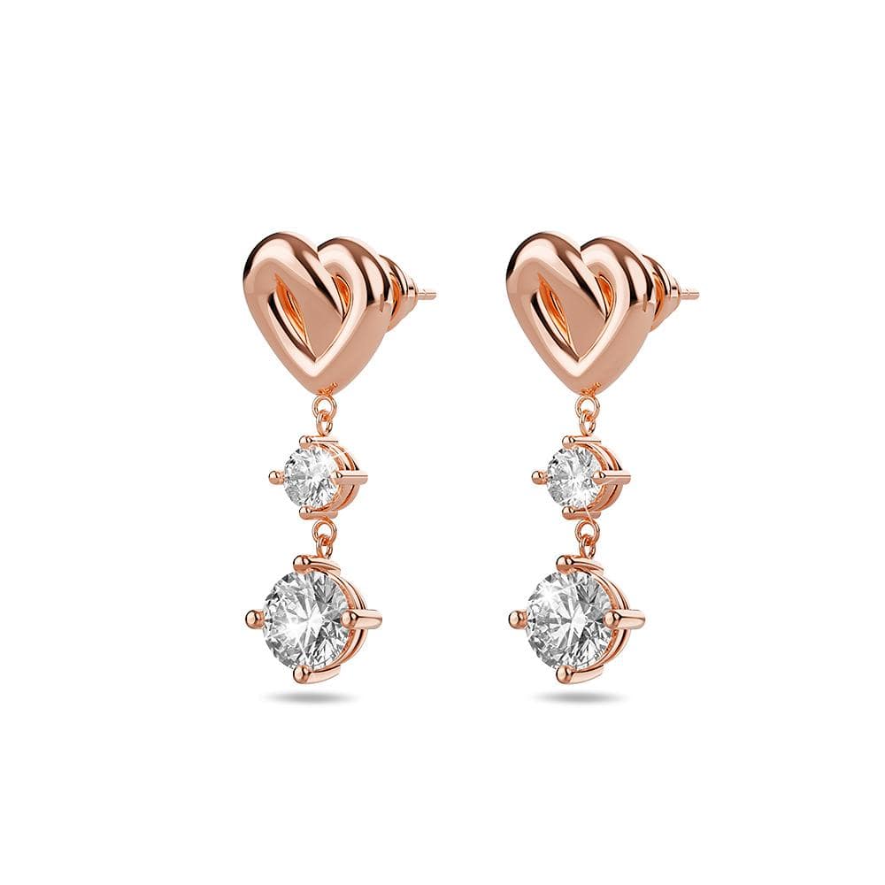 Fall in Love Heart Drop Earrings Embellished with Swarovski¬Æ crystals in Rose Gold