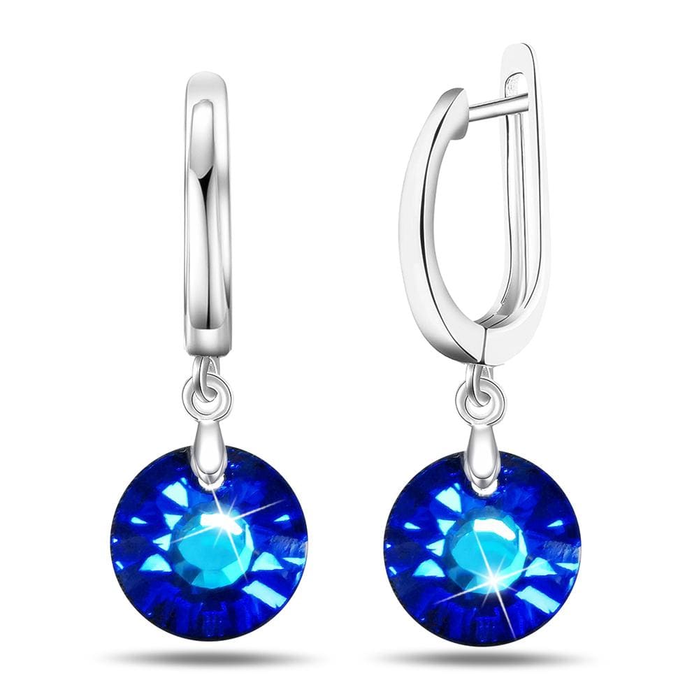 Bright Blue Drop Earrings Embellished with Crystals from Swarovski¬Æ