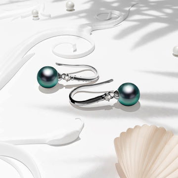 Magnificent Pearl Hook Earrings Embellished With SWAROVSKI® Crystals Iridescent Tahitian Look Pearls