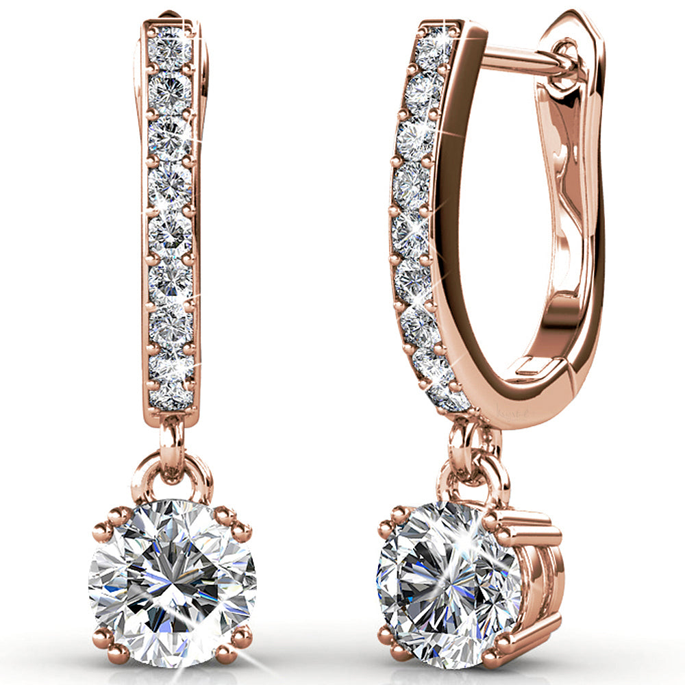 Krystal Couture Dangle Swarovski crystals Rose Gold Earrings