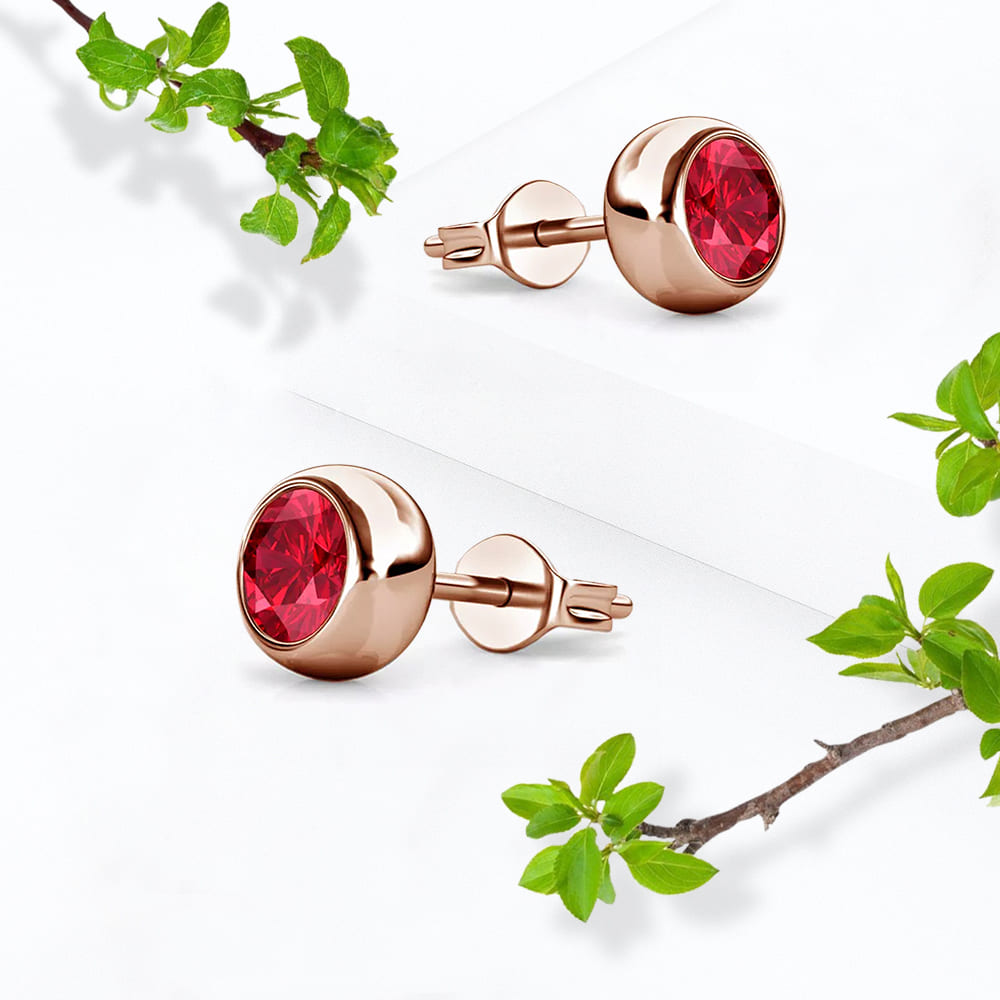 Opulence Earrings Embellished with Ruby Swarovski crystals in Rose Gold