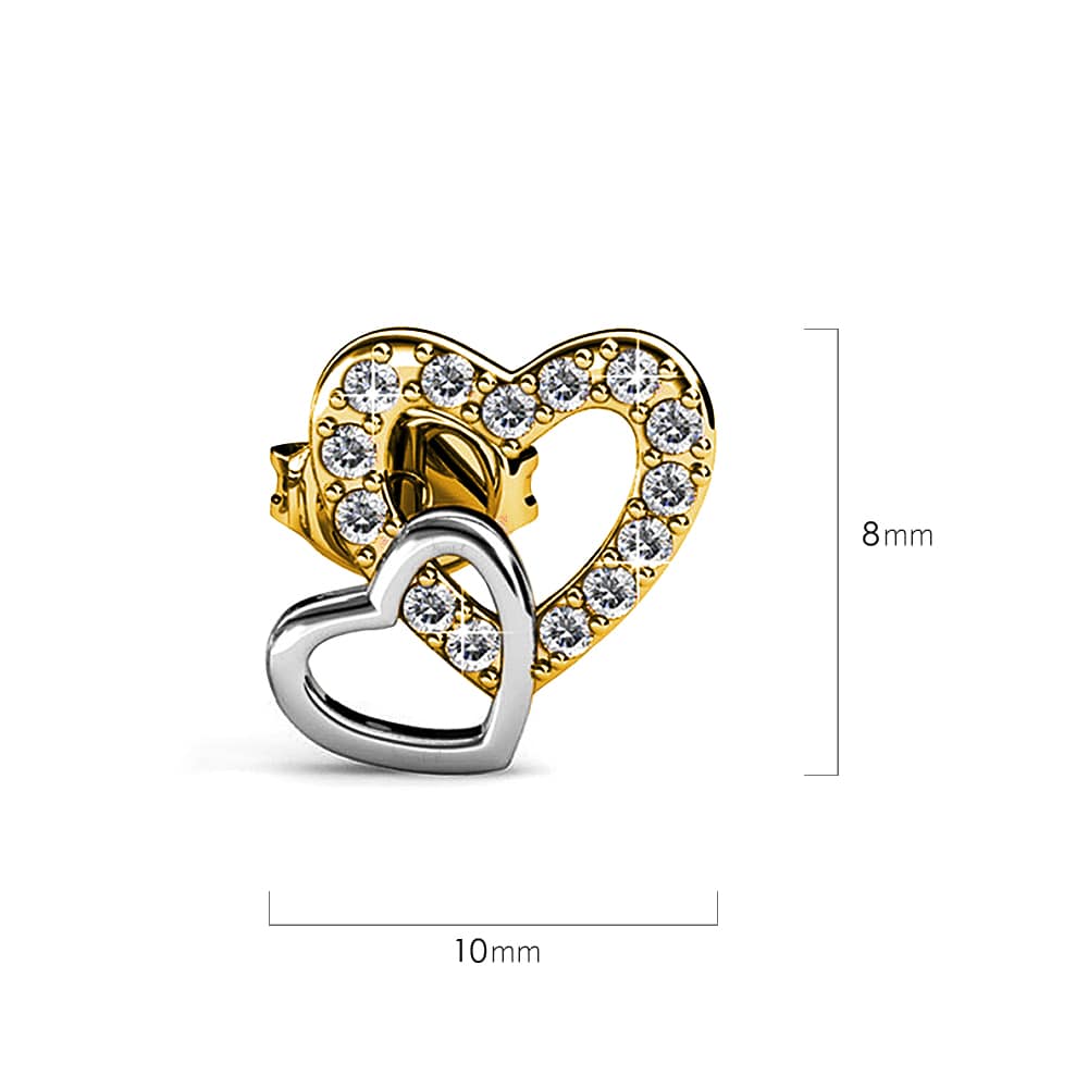 Twin Hearts Stud Earrings Embellished with Swarovski¬Æ crystals