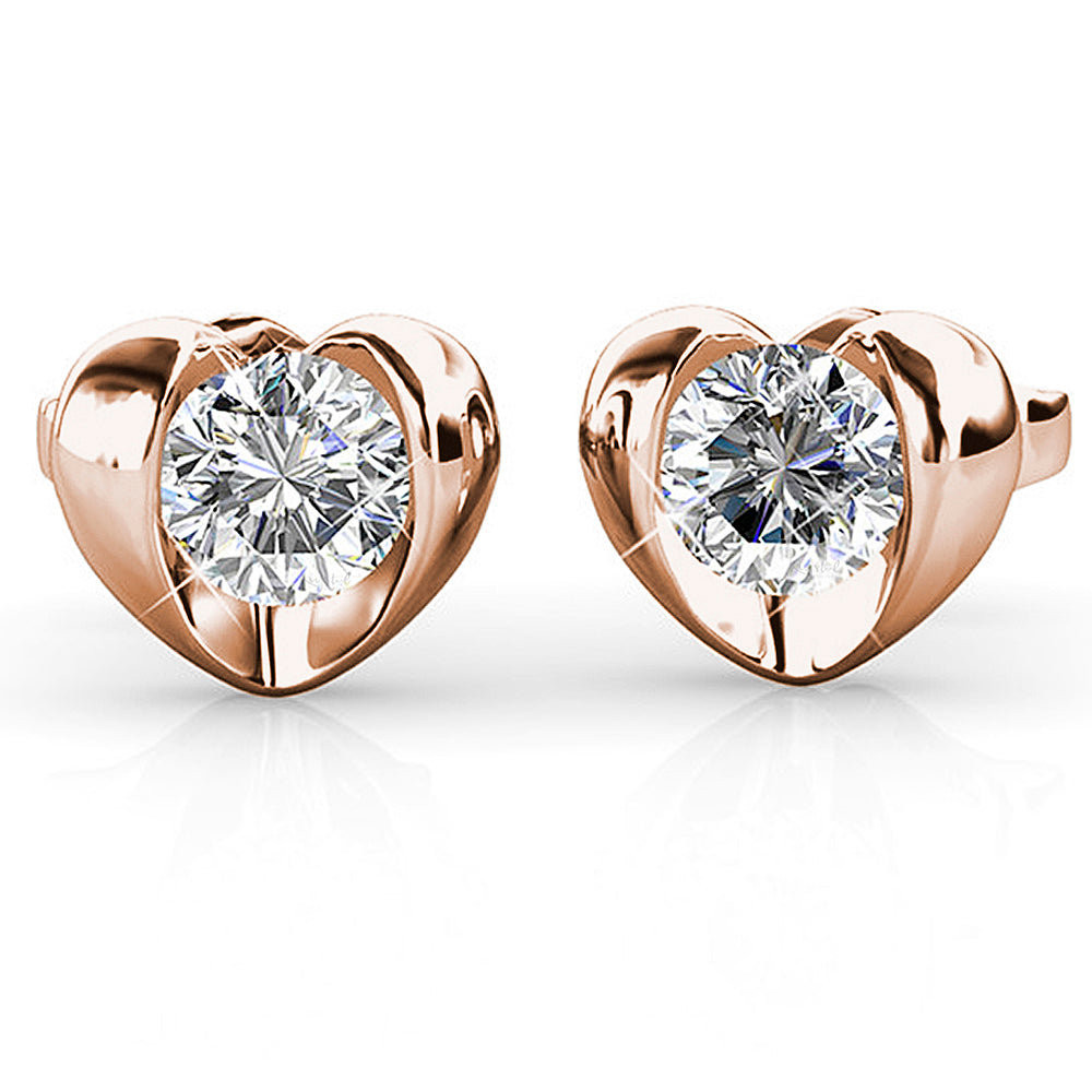Lavish Heart Stud Earrings Embellished with Swarovski¬Æ crystals