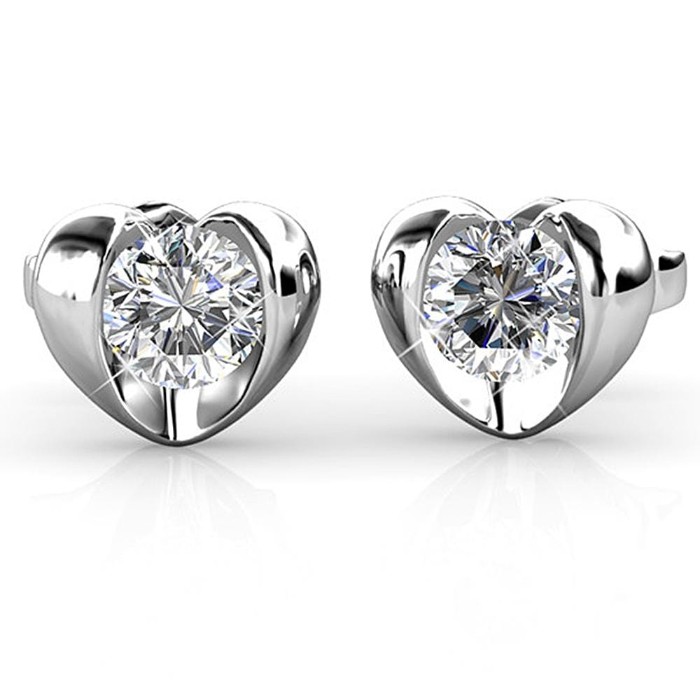 Lavish Heart Stud Earrings Embellished with Swarovski¬Æ crystals