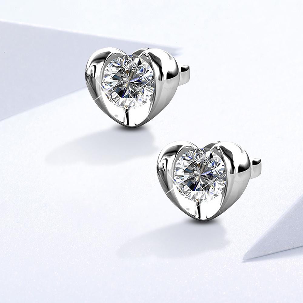Lavish Heart Stud Earrings Embellished with Swarovski¬Æ crystals