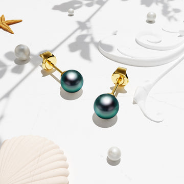 Purity Pearl Stud Earrings Embellished with SWAROVSKI® Crystal Iridescent Tahitian Look Pearls