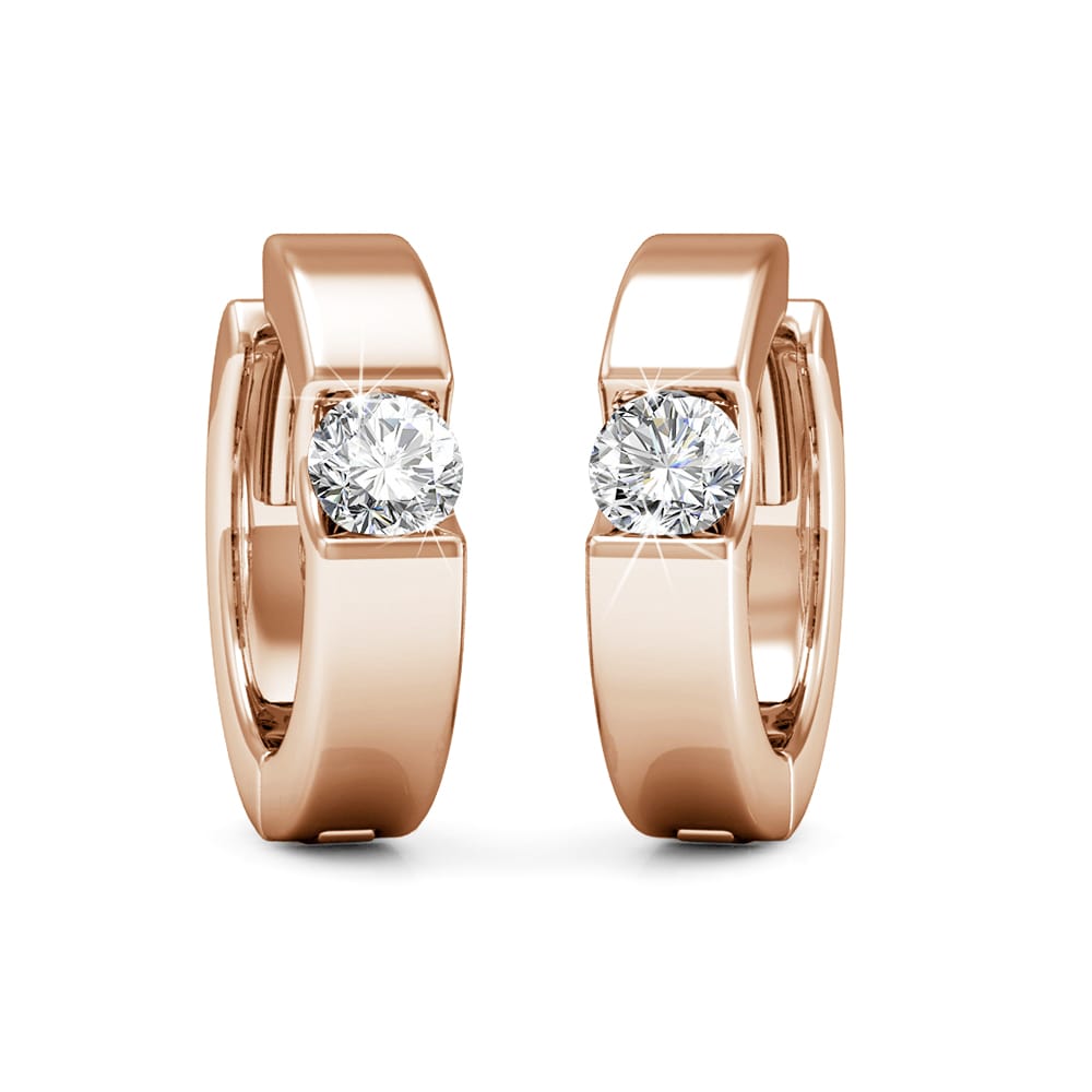 Center Stone Huggie Earrings Embellished with Swarovski¬Æ crystals