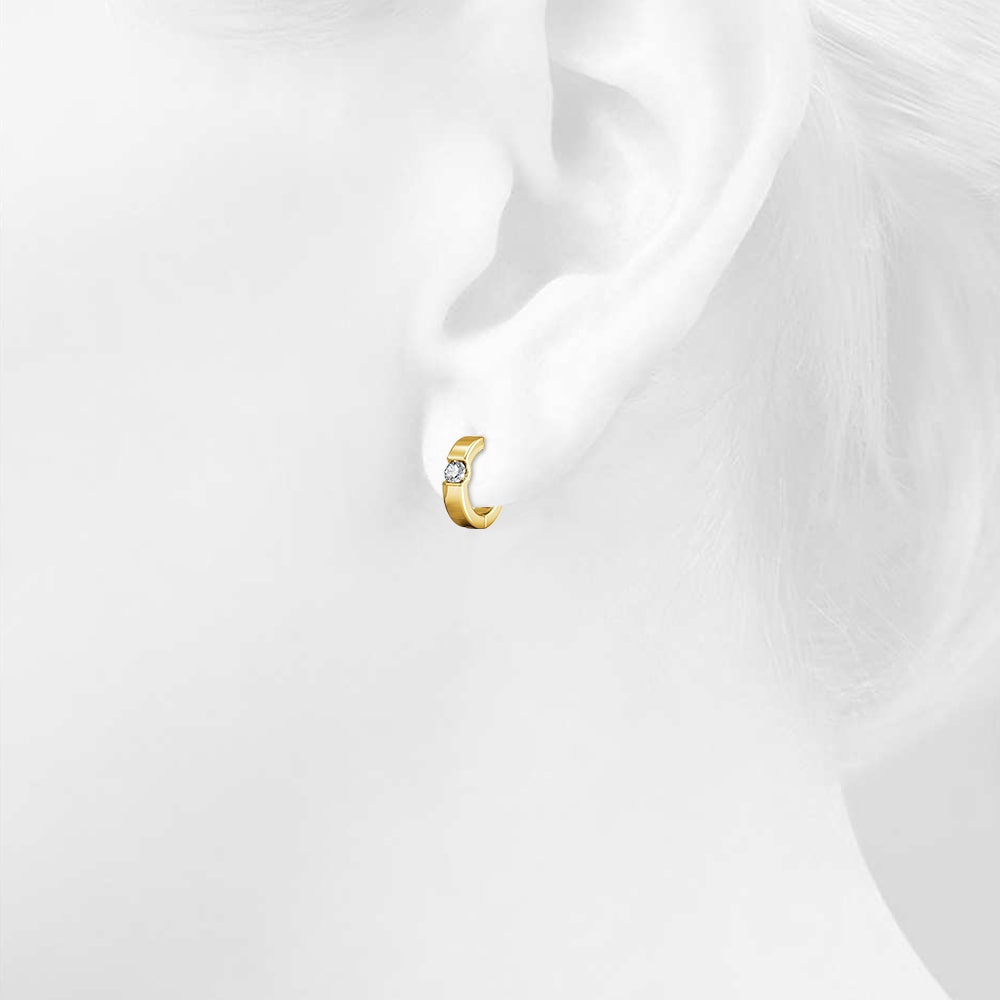 Center Stone Huggie Earrings Embellished with Swarovski¬Æ crystals