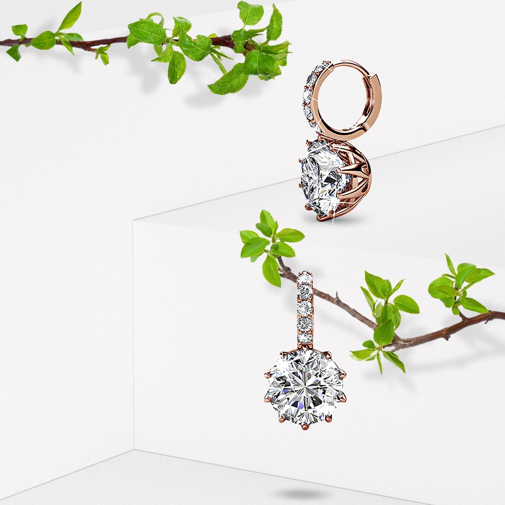 Rose Gold Huggie Earrings Embellished with Swarovski¬Æ crystals