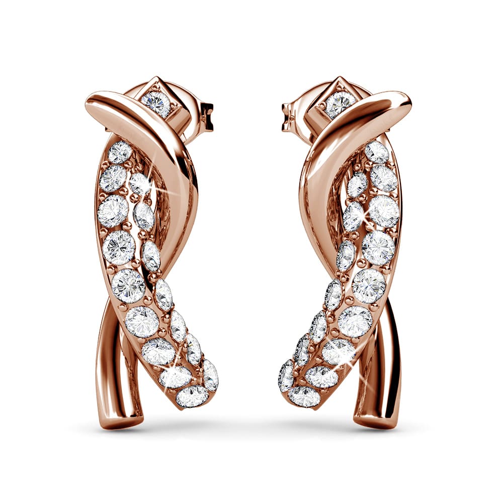 Intertwined Rose Gold Stud Earrings Embellished with Swarovski¬Æ crystals