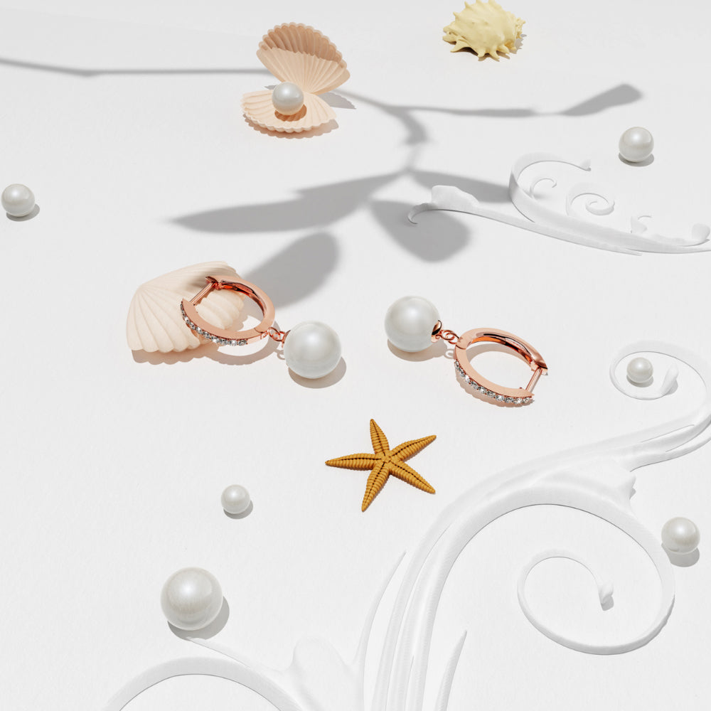 Flawless Pearl Drop Hoop Earrings Embellished With SWAROVSKI® Crystal