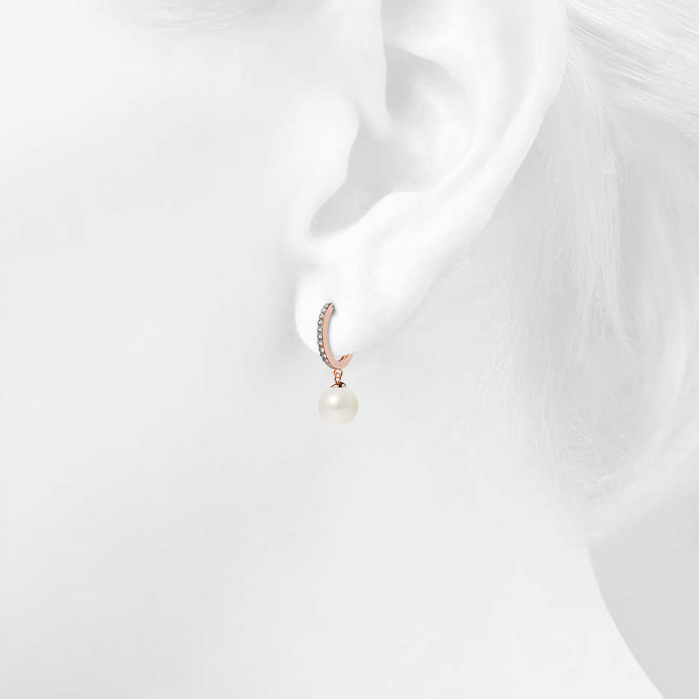 Flawless Pearl Drop Hoop Earrings Embellished With SWAROVSKI® Crystal