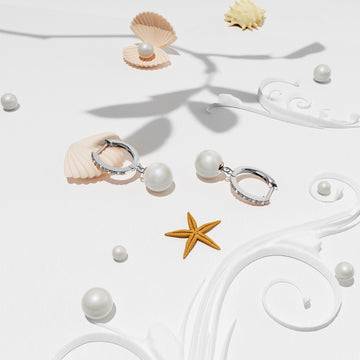 Flawless Pearl Drop Hoop Earrings Embellished With SWAROVSKI® Crystals Pearls