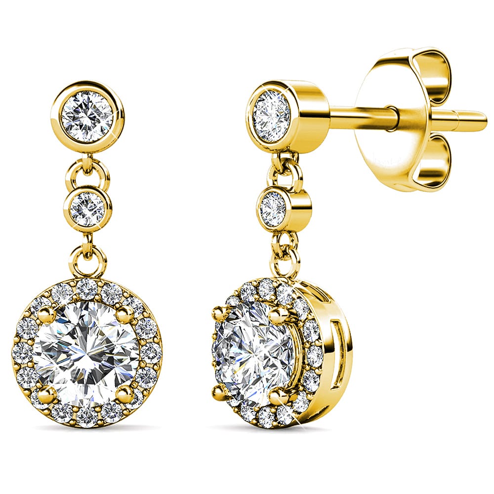 Lavish Gold Modern Drop Earrings Embellished With Swarovski¬Æ crystals