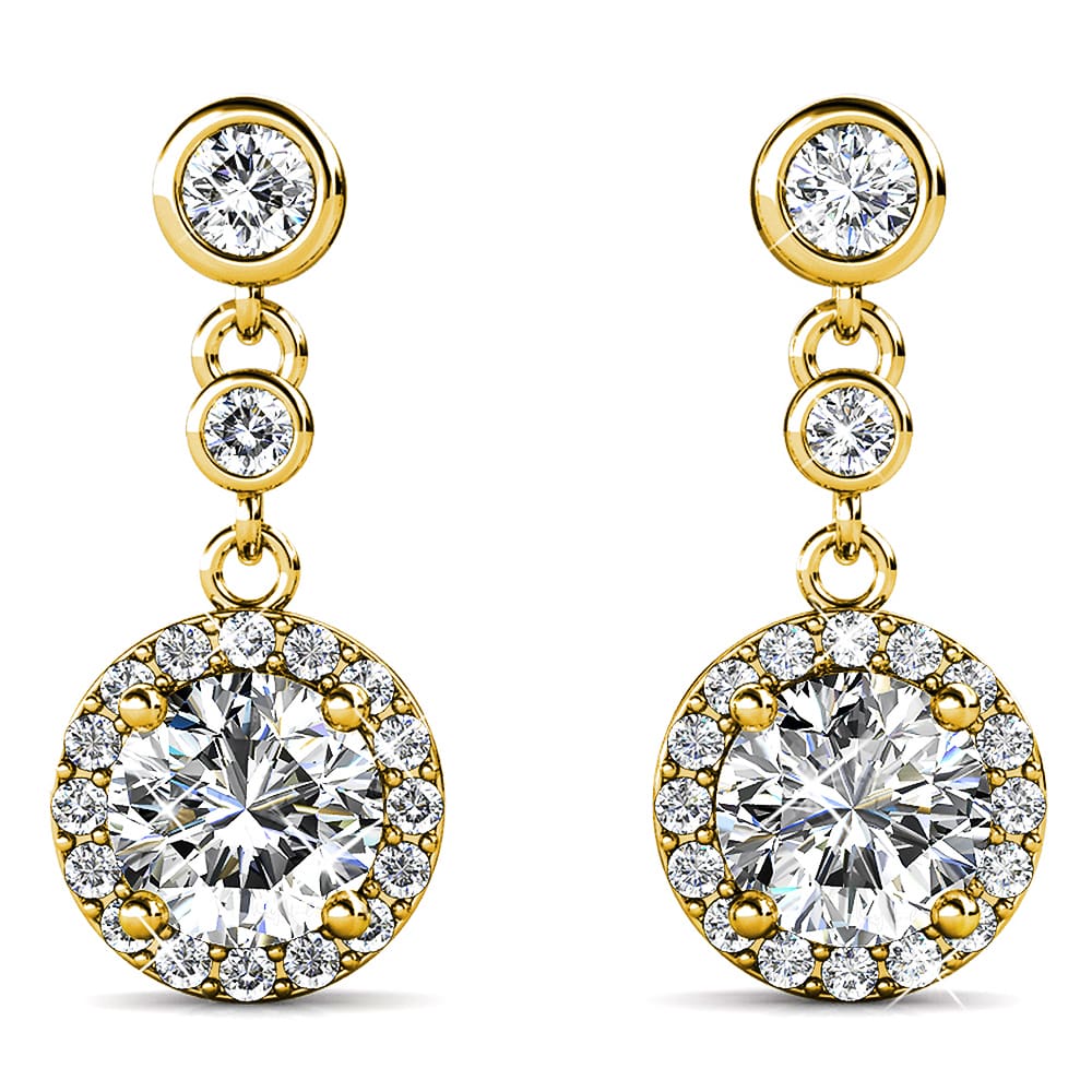 Lavish Gold Modern Drop Earrings Embellished With Swarovski¬Æ crystals