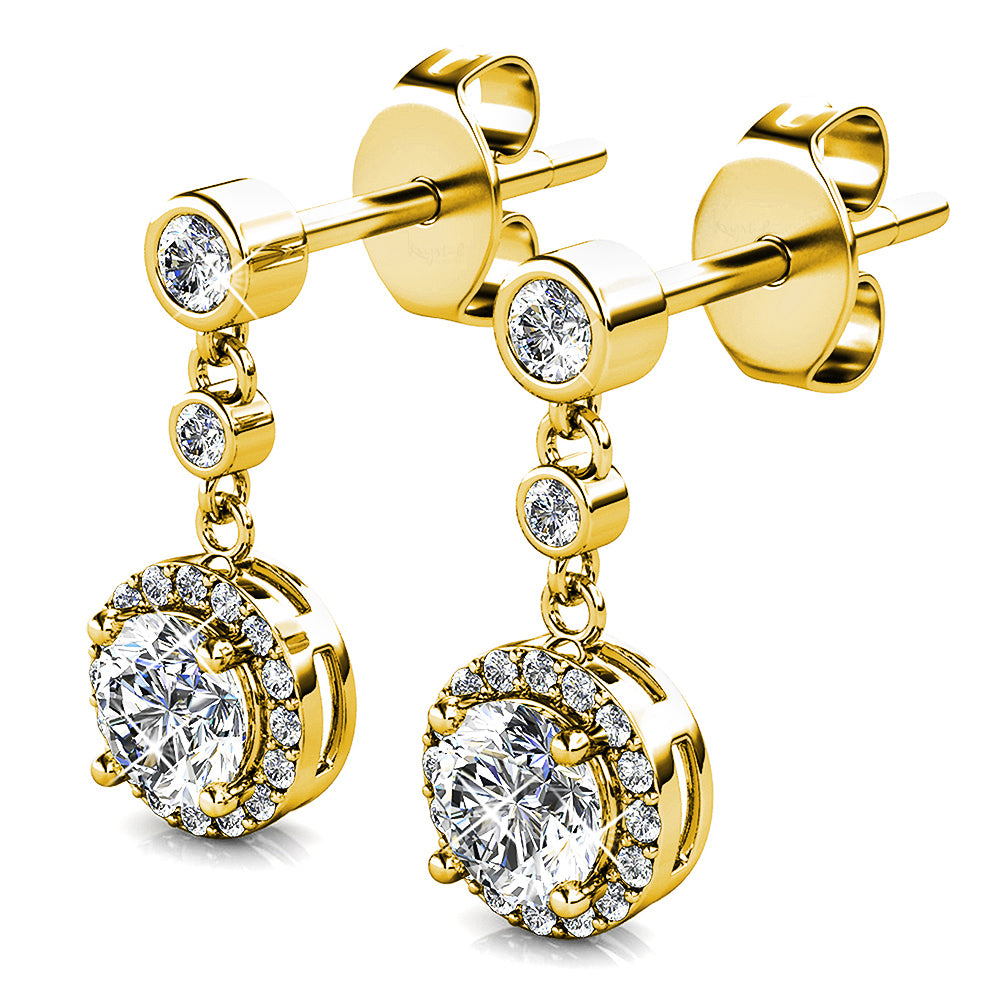 Lavish Gold Modern Drop Earrings Embellished With Swarovski¬Æ crystals