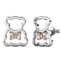 Teddy Bear with Ribbon Dual Tone Stud Earrings Embellished With Swarovski¬Æ crystals