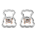 Teddy Bear with Ribbon Dual Tone Stud Earrings Embellished With Swarovski¬Æ crystals