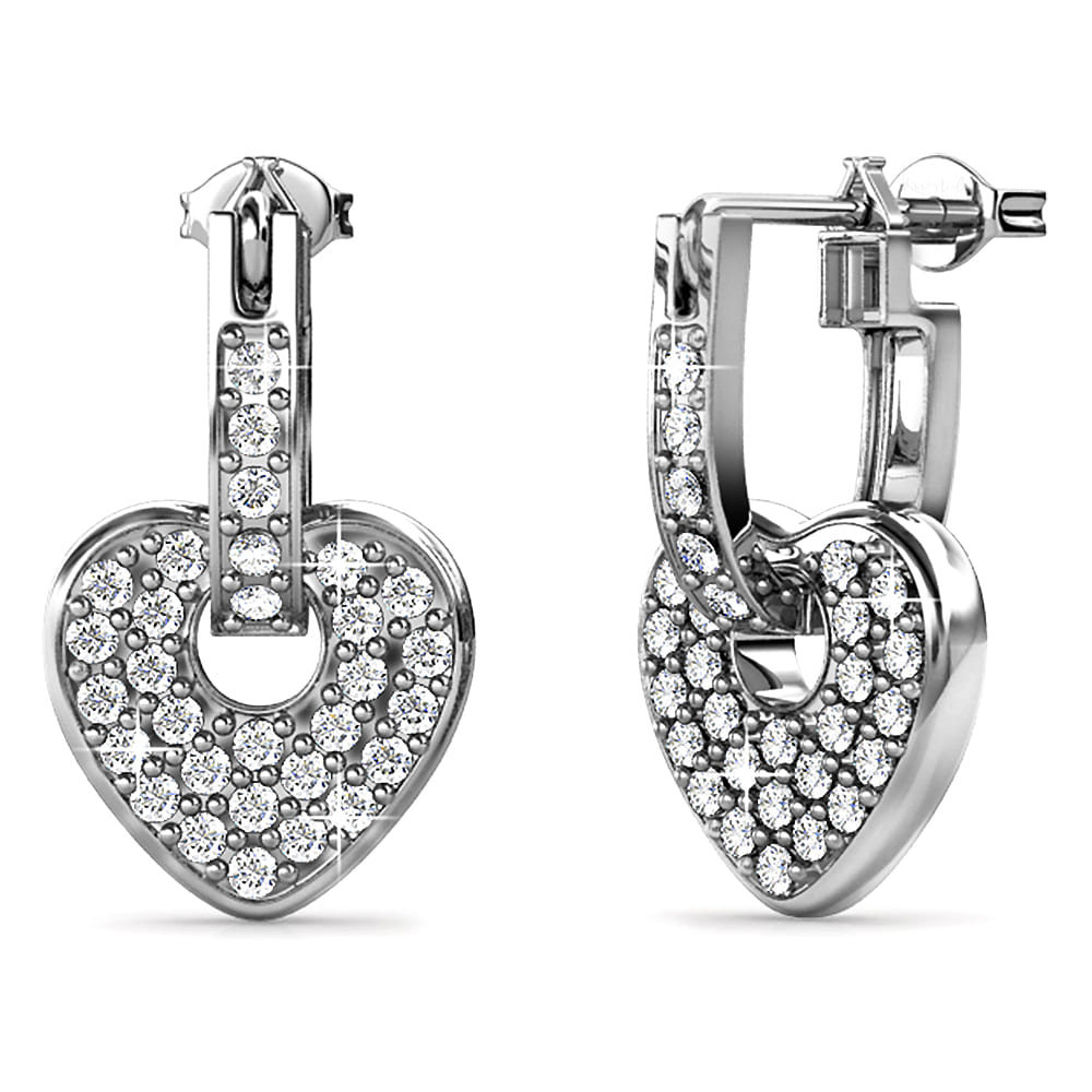 Heart-Shaped Dangle Earrings Embellished with Swarovski¬Æ crystals