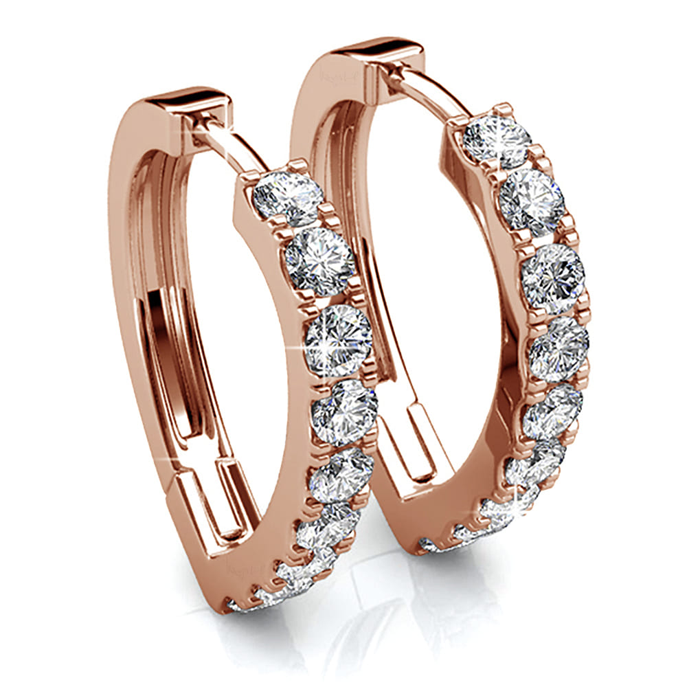 Rose Gold Craft Heart Huggie Earrings Embellished With Swarovski¬Æ crystals