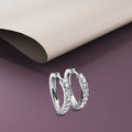 White Gold Craft Heart Huggie Earrings Embellished With Swarovski¬Æ crystals