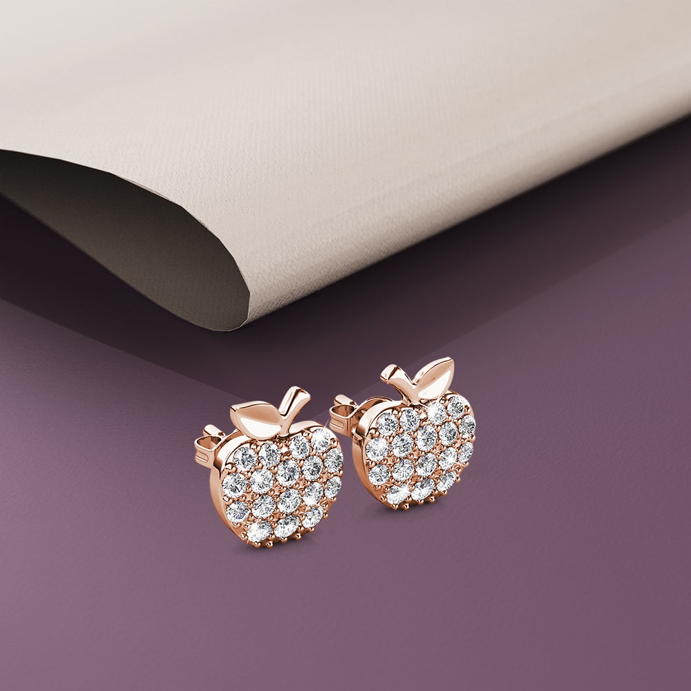 Stunning Apple Stud Earrings Embellished With Swarovski¬Æ crystals