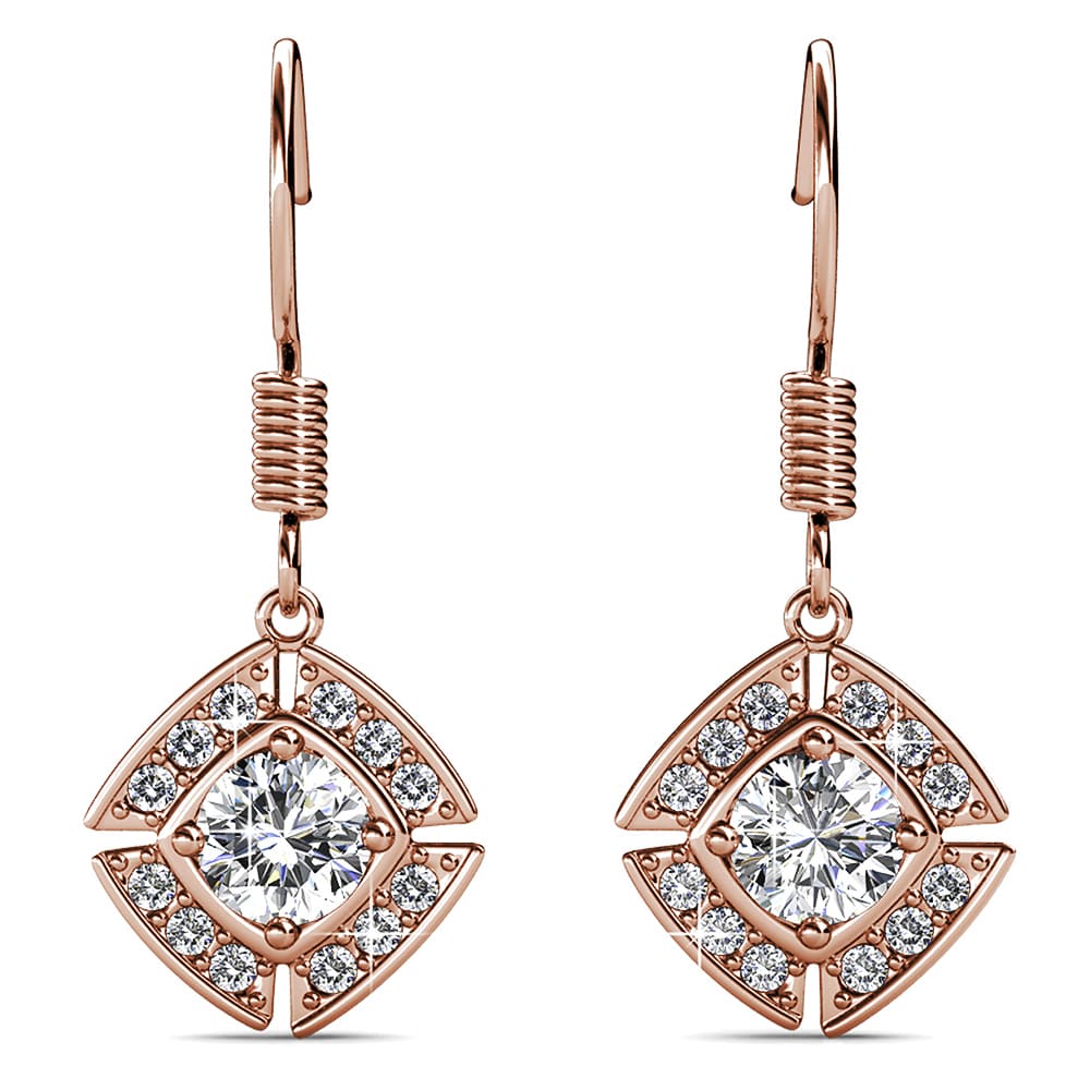 Rose Gold Brilliant Cut Hook Earrings Embellished With Swarovski¬Æ crystals