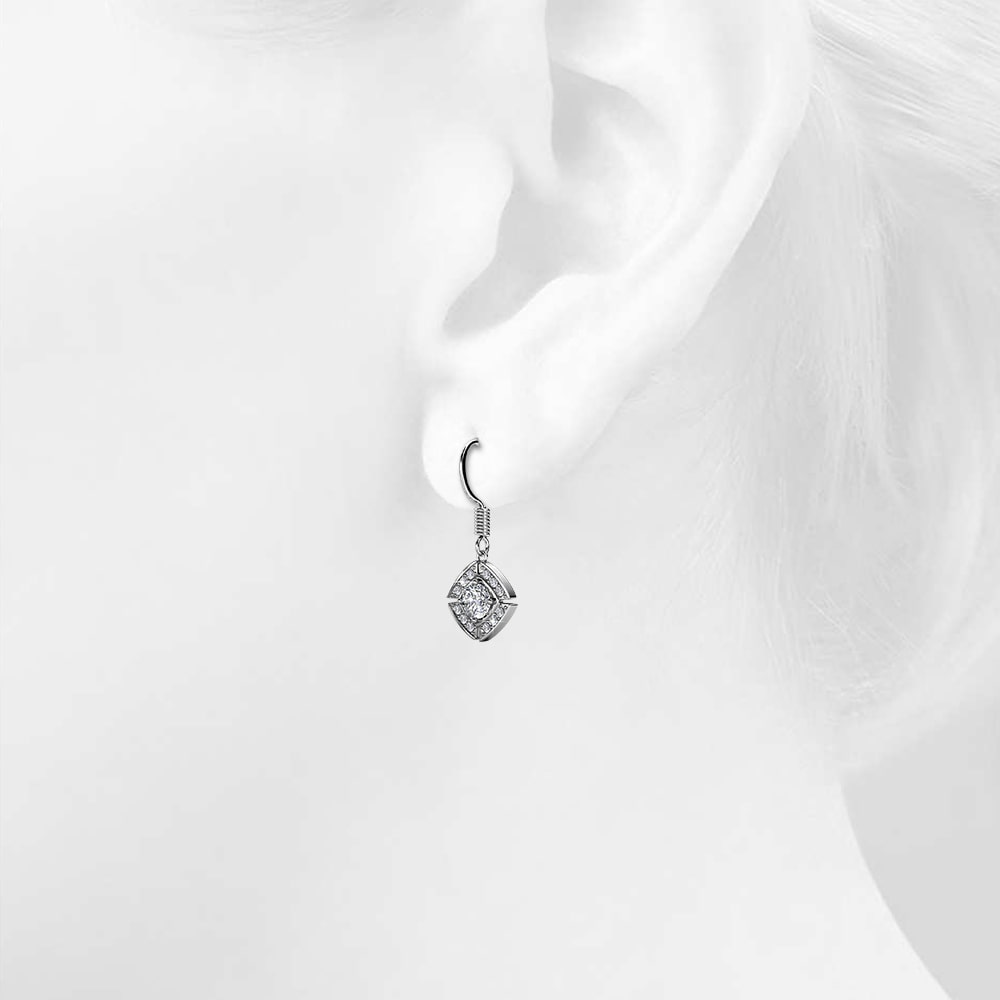 White Gold Brilliant Cut Hook Earrings Embellished With Swarovski¬Æ crystals